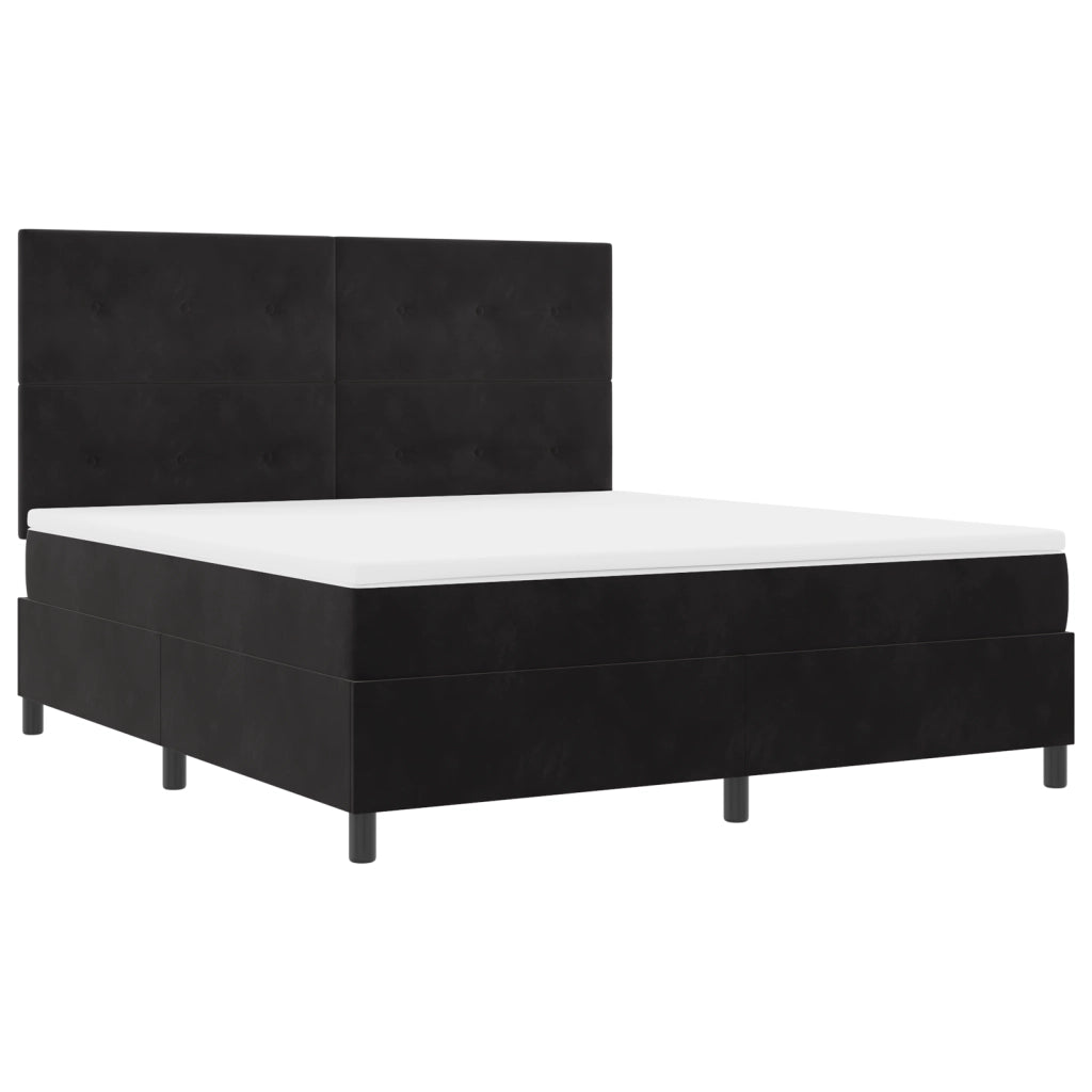 Letto a molle con materasso e LED Nero 180x200 cm in velluto