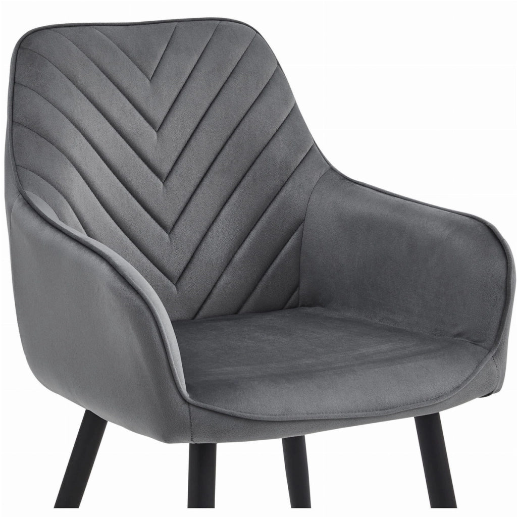 Sedia Nana in Velluto Grigio Scuro con Gambe Nere