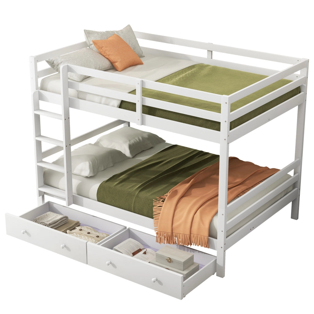 LETTO a castello 140x200 cm in pino e MDF bianco con materasso incluso