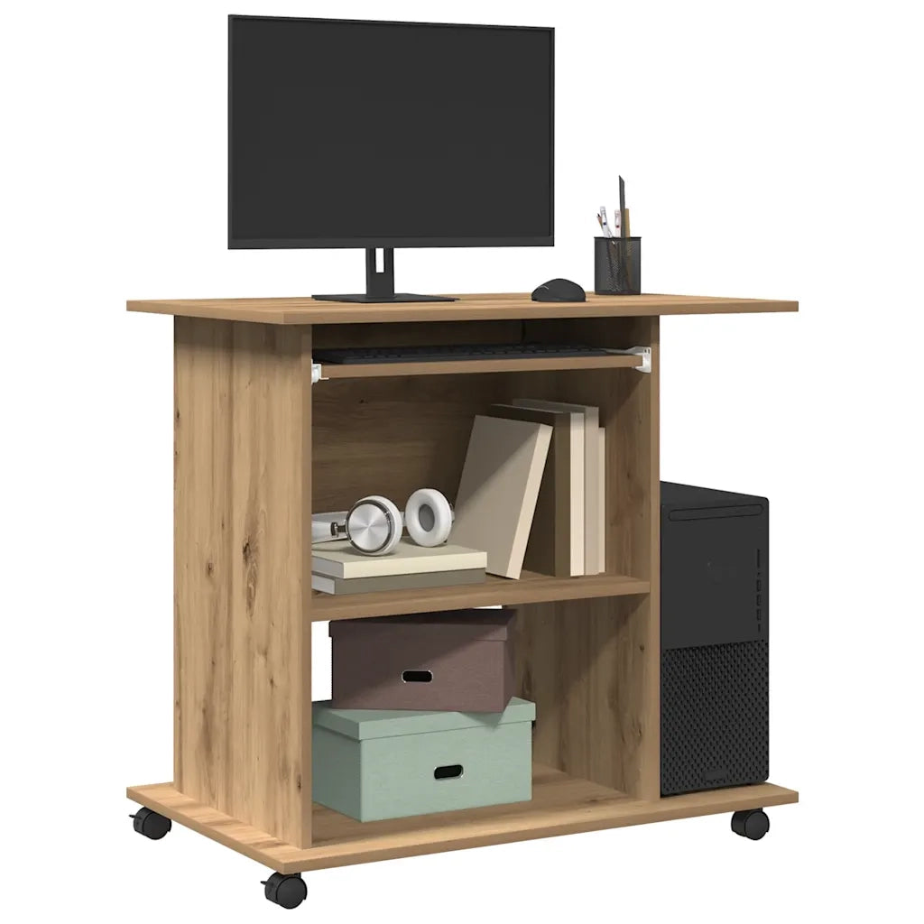 Scrivania Computer Rovere Artigianale Legno Multistrato 856053