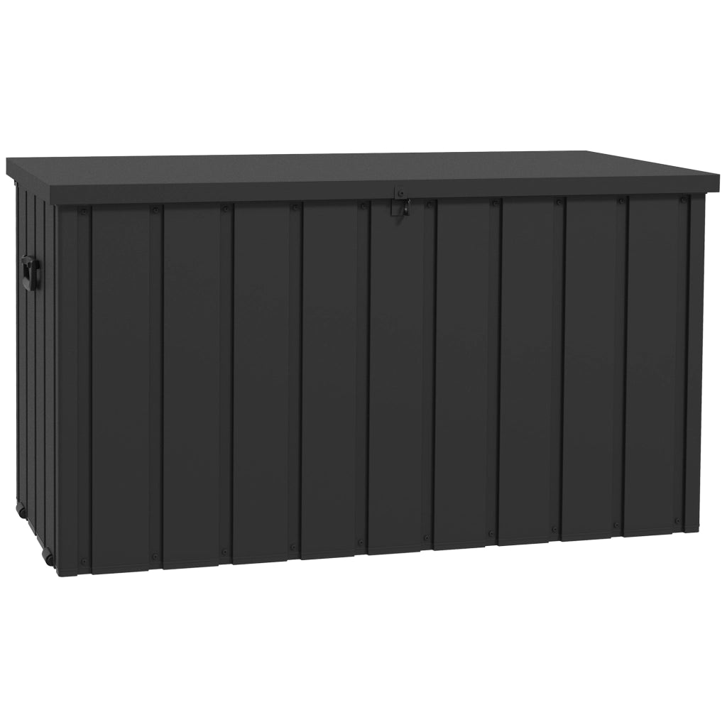 Coffre da giardino in metallo 450L con cerniere a gas e ruote ¨C zephmum ¨C 125,5x61,5x70 cm
