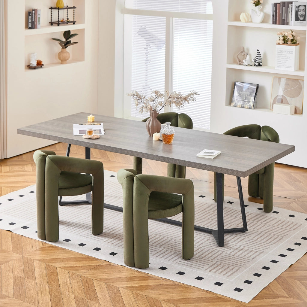 Sedia con Braccioli in Velluto Verde; Sedia Ergonomica per Sala da Pranzo e Ufficio
