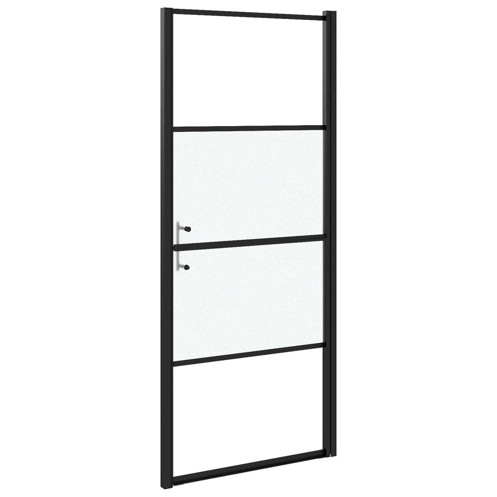 Parete Doccia 91x195 cm Vetro Temperato Semi Smerigliato Nero cod mxl 47821
