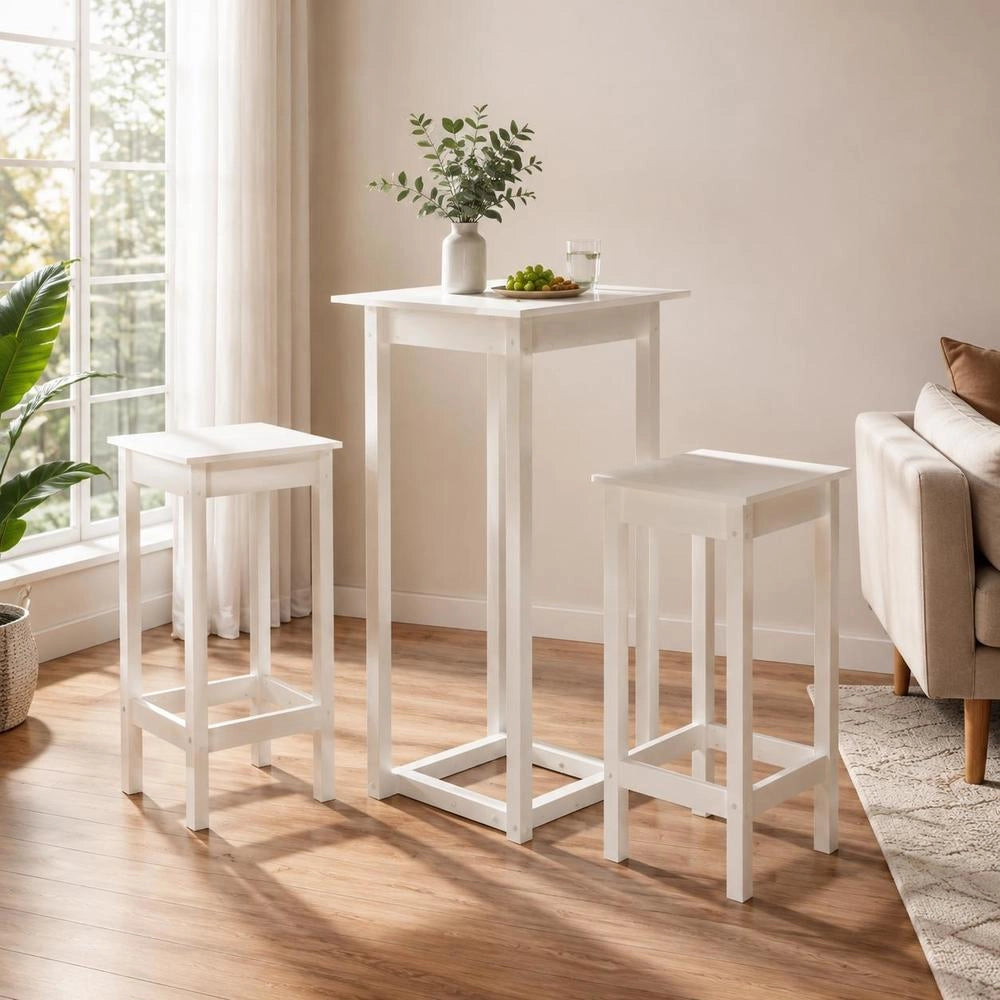 Bar Table White 60x60x110 Cm Solid Pine Wood