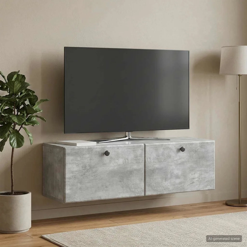 Mobile Porta TV da Muro 98 x 31 x 30 cm Grigio Cemento 899238
