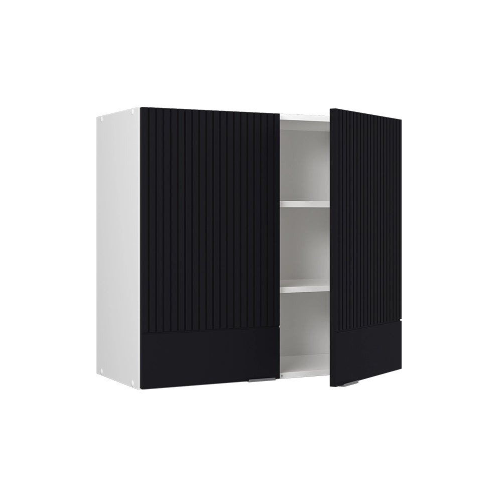 Vicco Mobile da cucina in vetro Nero a righe 80 cm