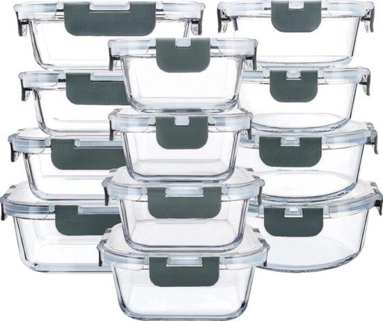 Set di vetro BPA libero - 24 pezzi - con coperchio trasparente