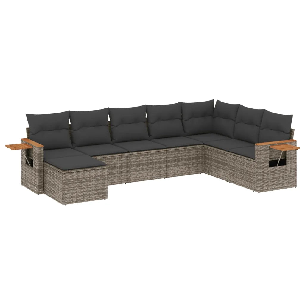 Set Divano da Giardino 8 pz con Cuscini Grigio in Polyrattan 3227089