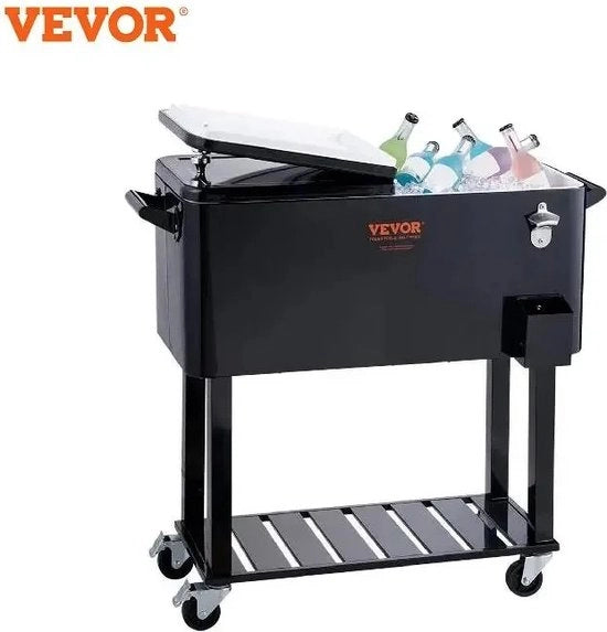 Coolbox a Rullo - Contenitore per Bevande - 100+ Bottiglie - 75 Litri - Nero