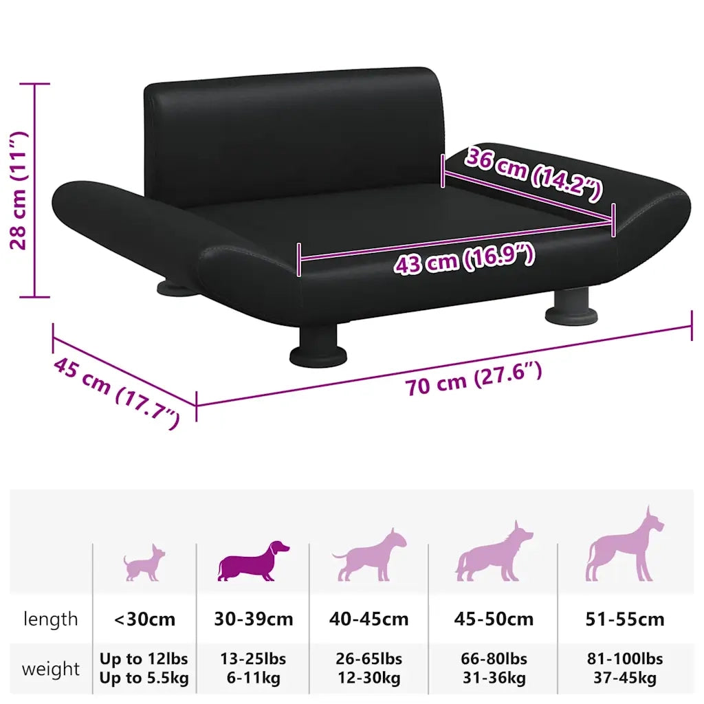 Lettino per Cani Nero 70x45x28 cm in Similpelle 172001