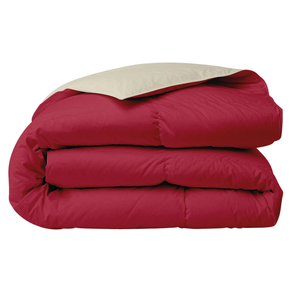 Piumino Letto invernale in Piuma d'Oca 90/10 Double Face 350 Gr/Mq Coperta Inverno Piumone Caldo Trapuntato Trapunta - Matrimoniale - PannaBordeaux