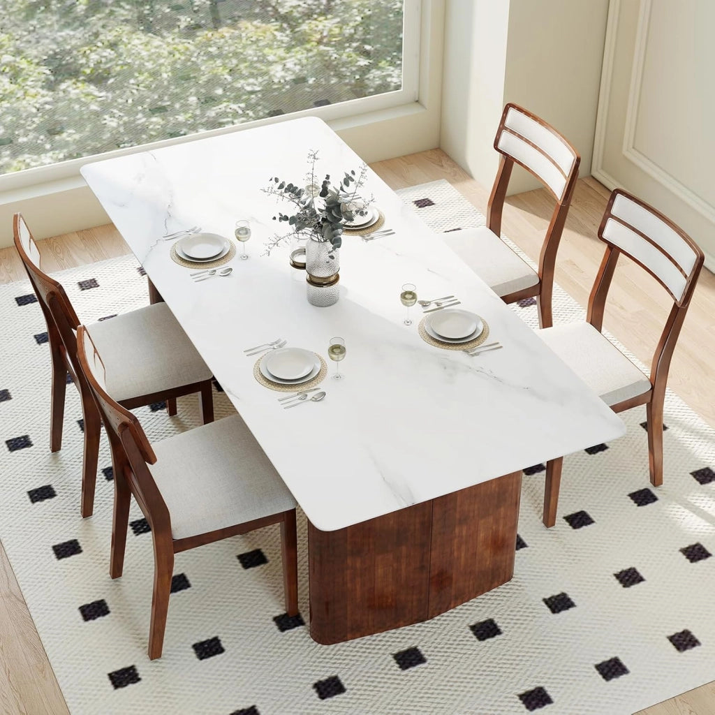 Set di 2 Sedie da Pranzo Moderne, Sedie Cucina in Tessuto con Schienale Inclinato, Gambe in Legno di Gomma e Seduta mbottita, Portata 180 kg, Ideale per Sala da Pranzo, Soggiorno (Marrone)