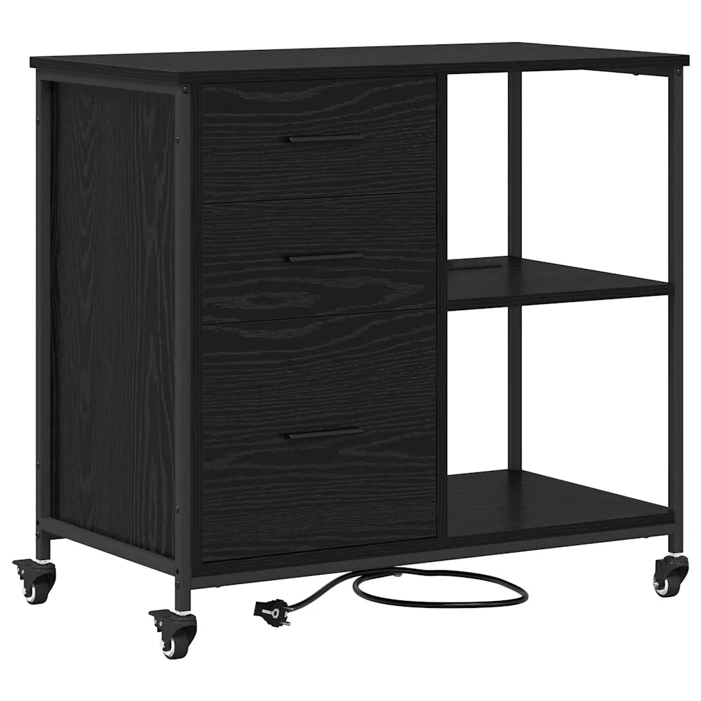 Cabina con Stazione di Ricarica Rovere Nero 76 x 41 x 72 cm 859835