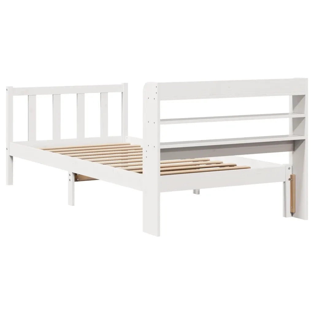 Letto senza Materasso-Struttura Letto Bianco 90x190 cm in Legno Massello Pino 939094