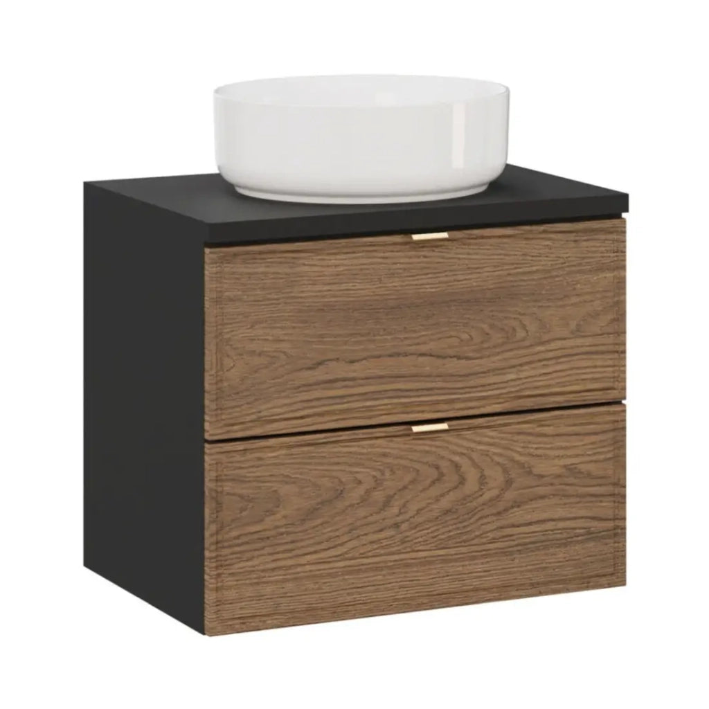 Set da bagno SAVIA: mobile sotto lavabo 60cm + piano lavabo + lavabo da appoggio rotondo