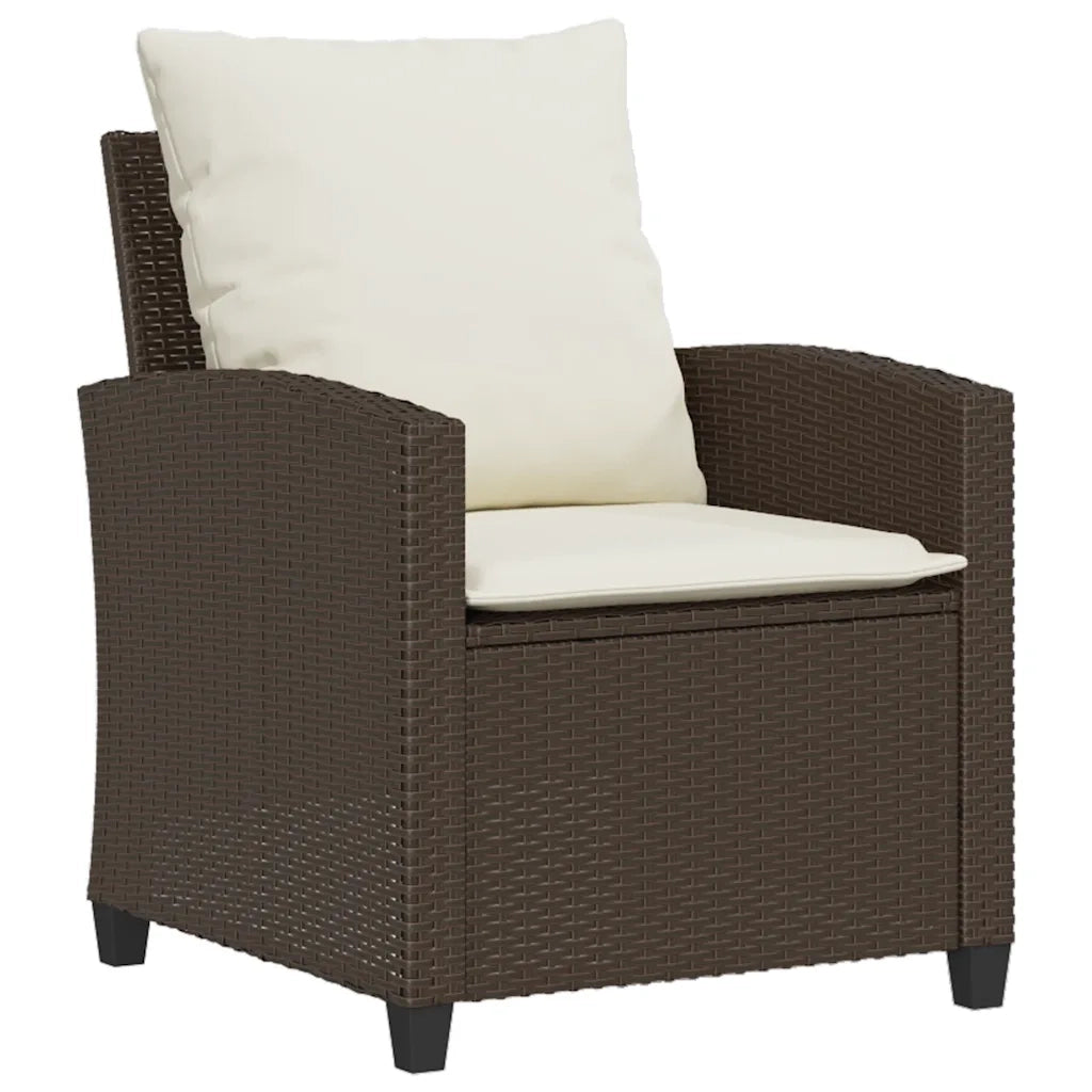 Set Divano da Giardino 4 pz con Cuscini Marrone in Polyrattan