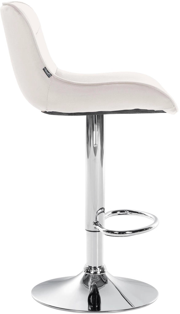 Set di 2 sgabelli da bar Vonore in velluto crema,cromo