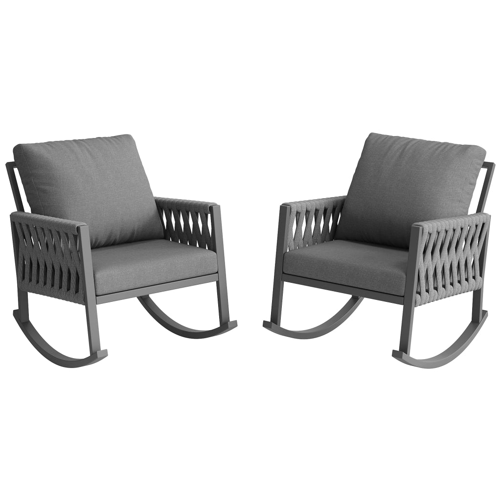 Sedia a Dondolo da Giardino con Cuscini ¨C MINIMAL ¨C Polyrattan, Metallo, Esterno