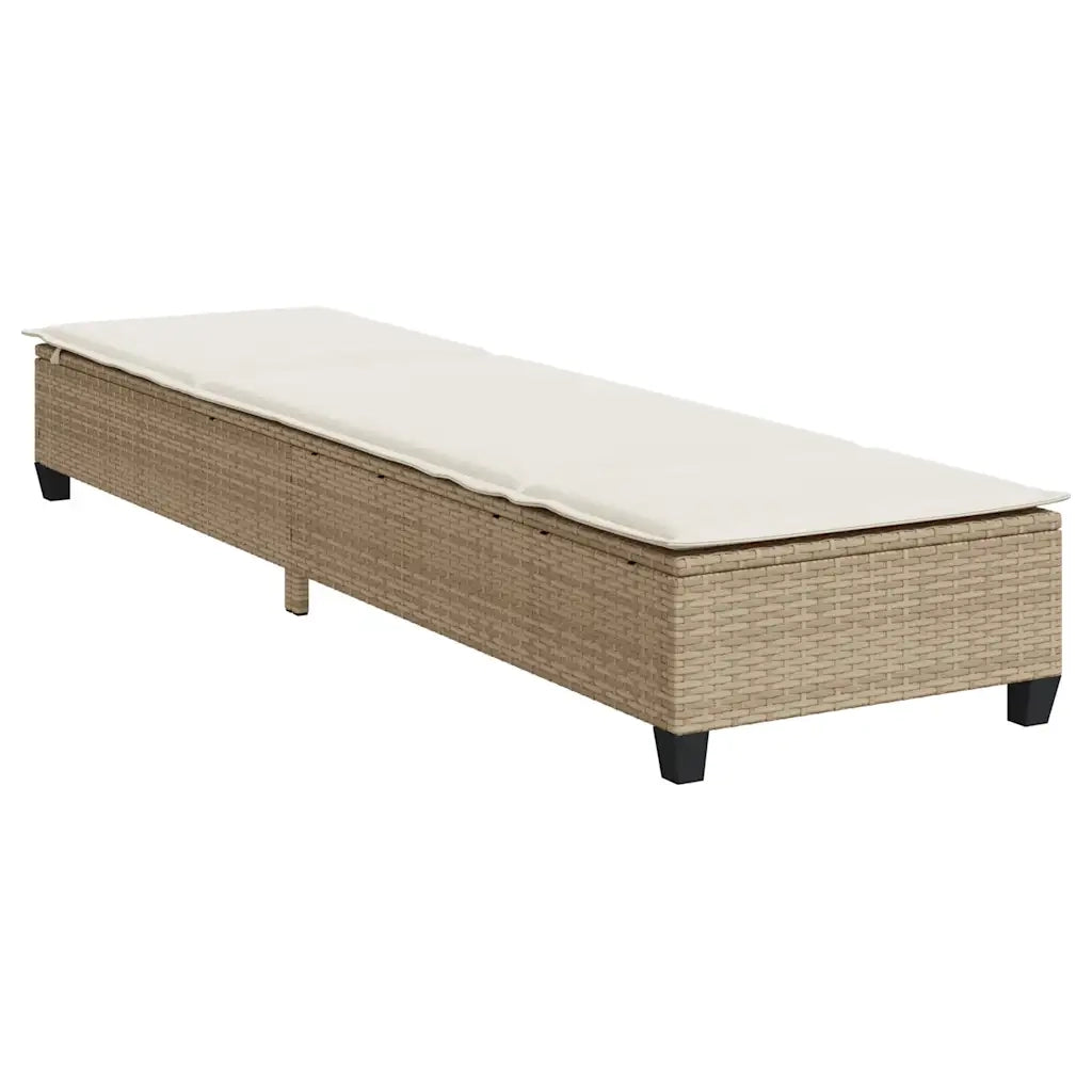 Lettino Prendisole con Cuscini Beige 55x200x25,5cm Polyrattan