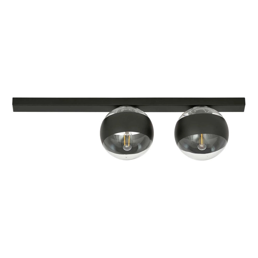 Plafoniera Moderna Giapeto Acciaio Nero 2 Luci E14 Ip20