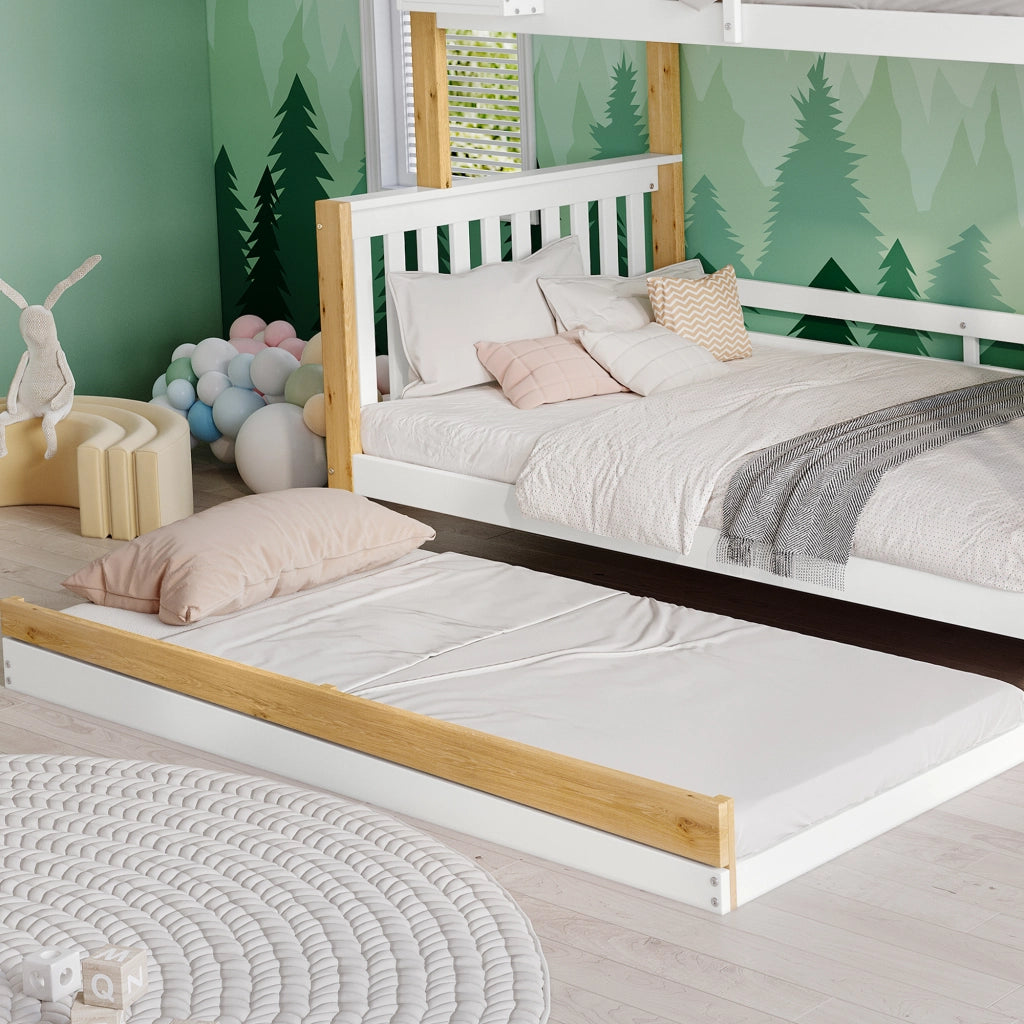 Letto a Castello 90x200 e 120x200 cm; con Estraibile; Scala Contenitore e Mensola