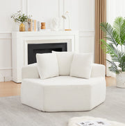 Poltrona lounge modulare esagonale in ciniglia beige