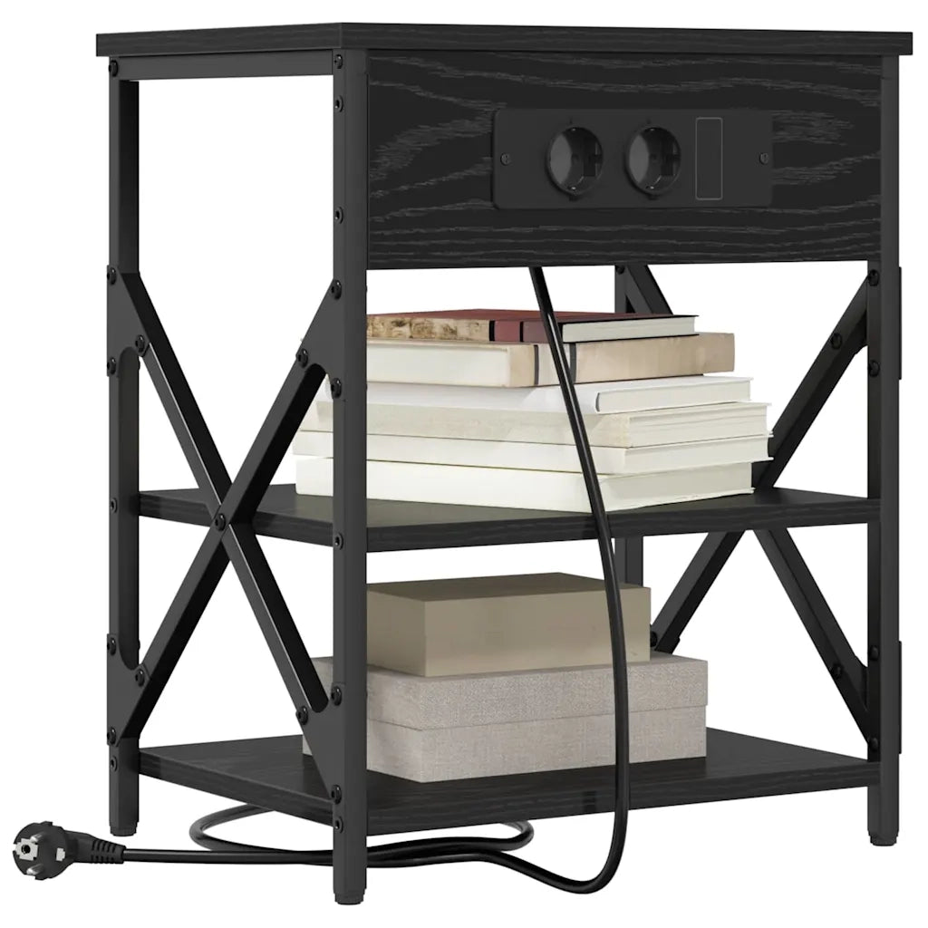 Armadio da Notte Rovere Nero 41 x 31 x 51 cm Legno multistrato 859515