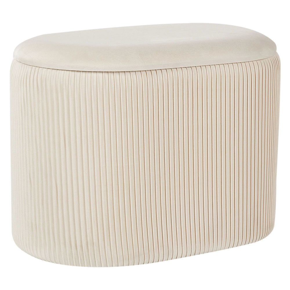 Pouf beige chiaro in velluto Glamour Poggiapiedi Soggiorno Camera da letto