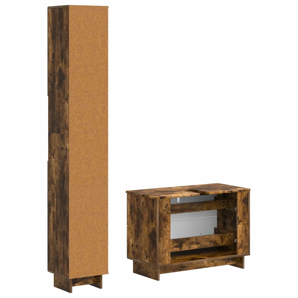 Set di Armadi da Bagno da 2 Pezzi EDE Rovere Fumo 3417500