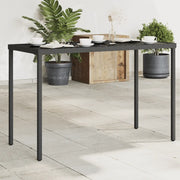Tavolo da Giardino Piano in Vetro Nero 115x54x74 cm Polyrattan 365072