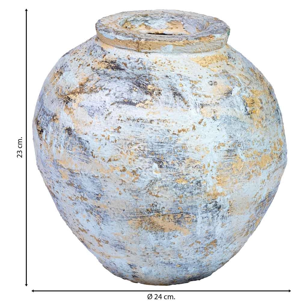 Vaso in cartapesta invecchiato bianco 24x24x23h cm