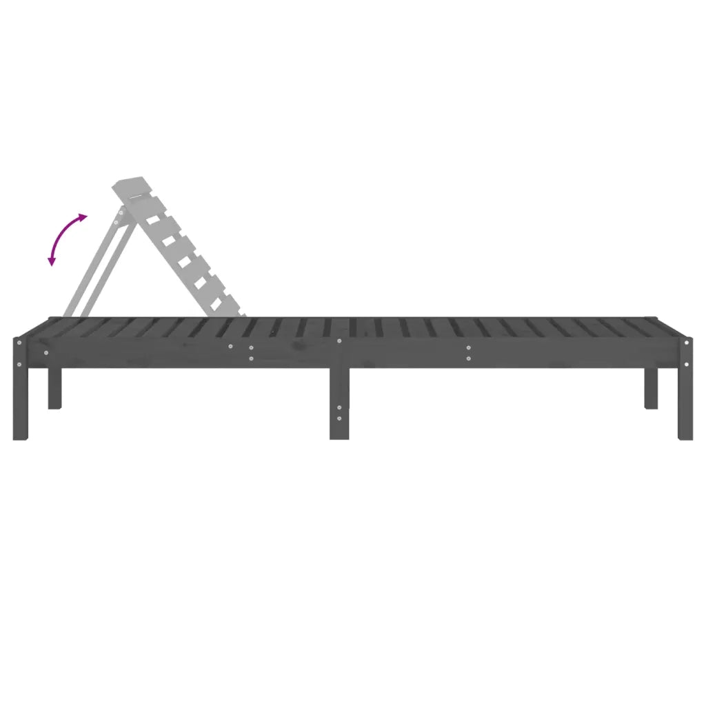 Lettino Prendisole Grigio 199,5x60x74 cm Legno Massello di Pino 825069