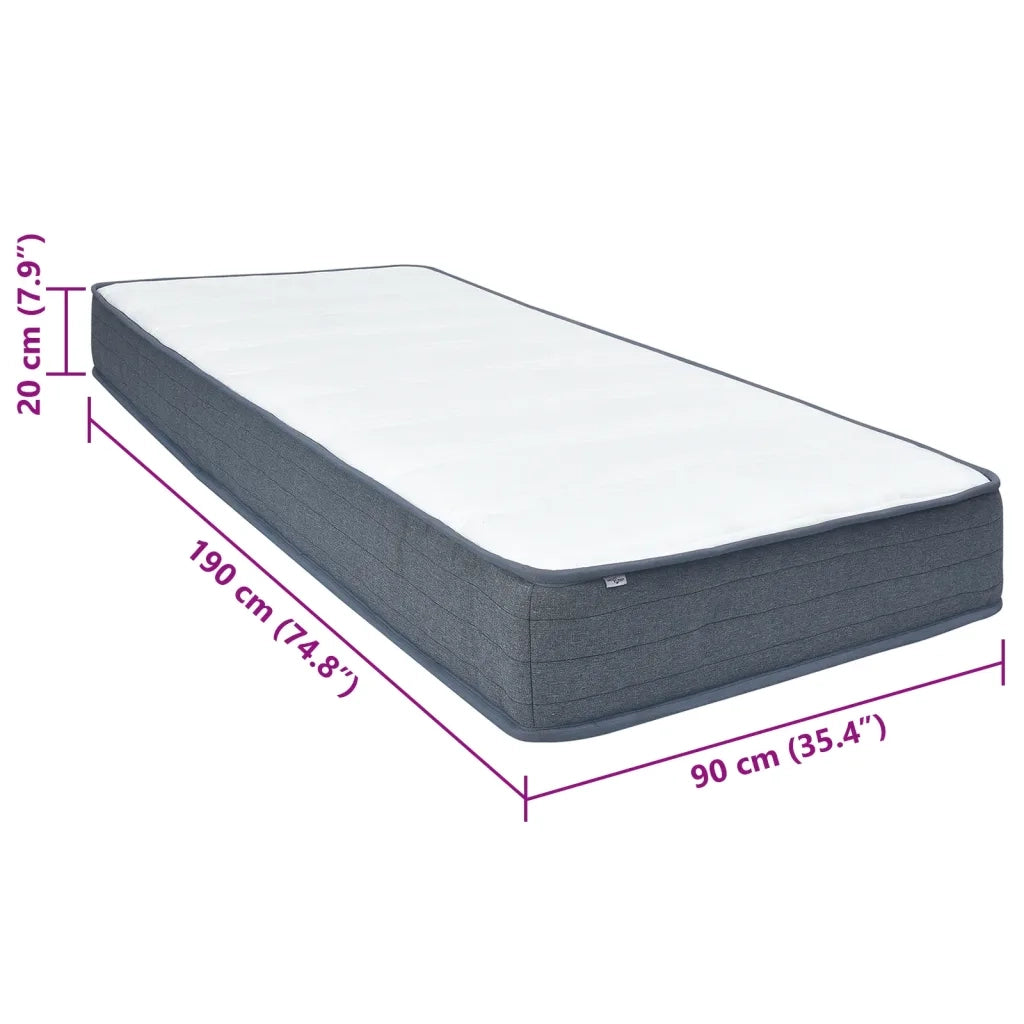 vidaXL Materasso a Molle Insacchettate 190x90x20 cm Morbidezza Media in Tessuto