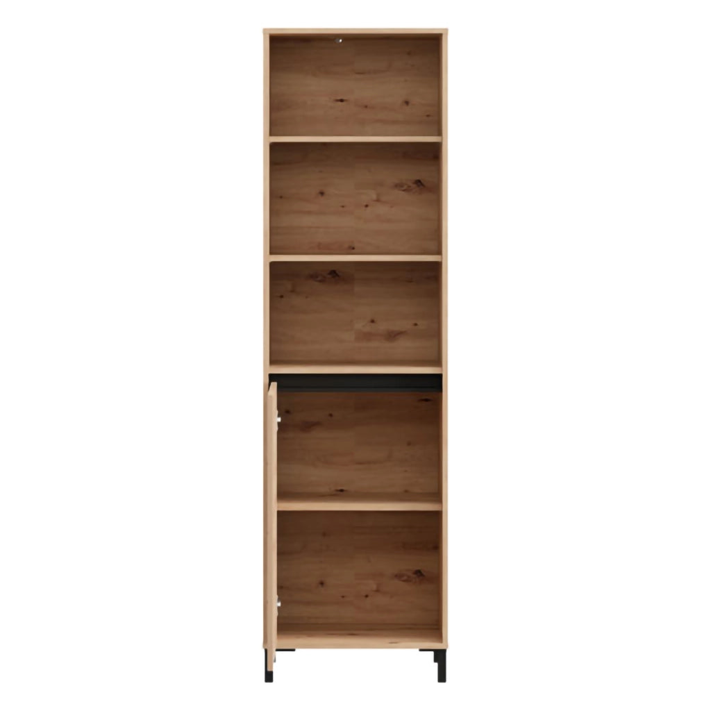 Mobile Espositore Calto, Vetrina 4 Ripiani, 55x40x193h cm Marrone Rovere Nodi