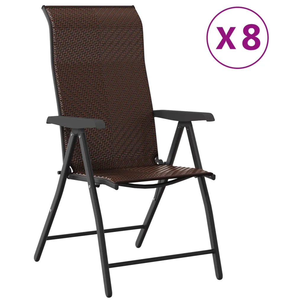 Sedie Pieghevoli da Giardino 8 pz Marroni in Polyrattan 3270611