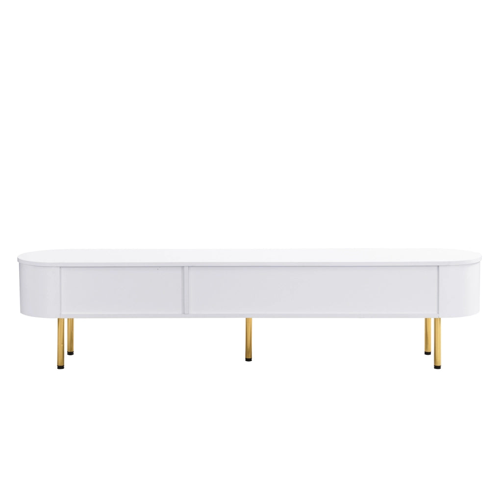 Combinazione tavolino da caffè e mobile TV con cassetti; in MDF bianco e oro