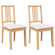 Sedie da Pranzo con Cuscini 2 pz | Sedie da cucina Naturale Legno Massello Hevea