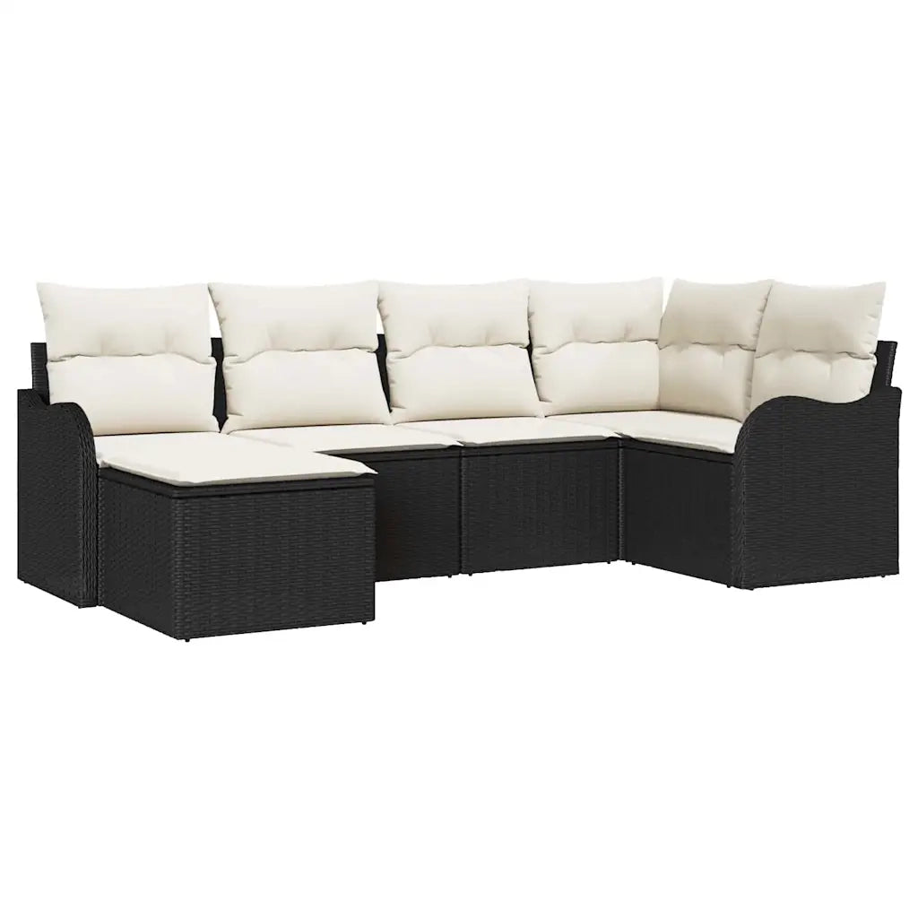 Set Divano da Giardino 6 pcs Nero polyrattan