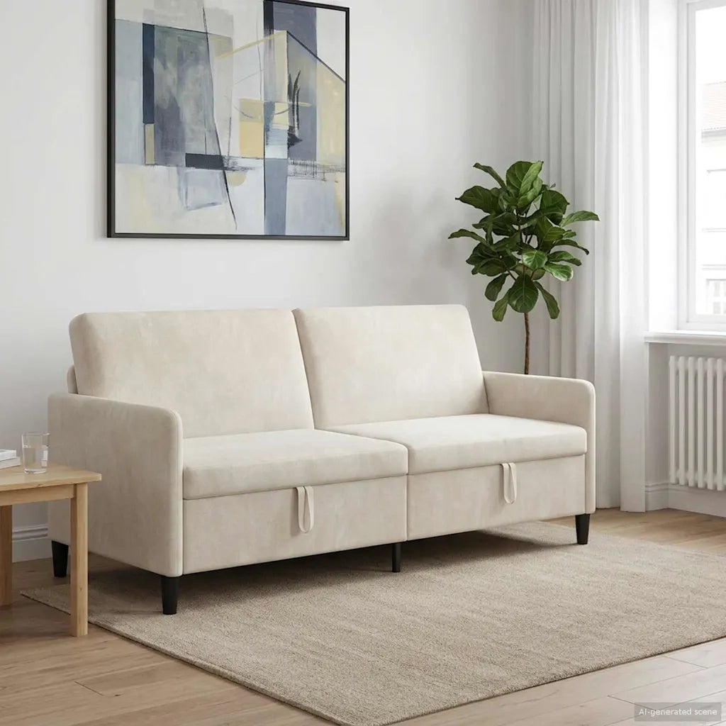 Divano con Storage Crema 192 x 78 x 87 cm Poliestere 42036997