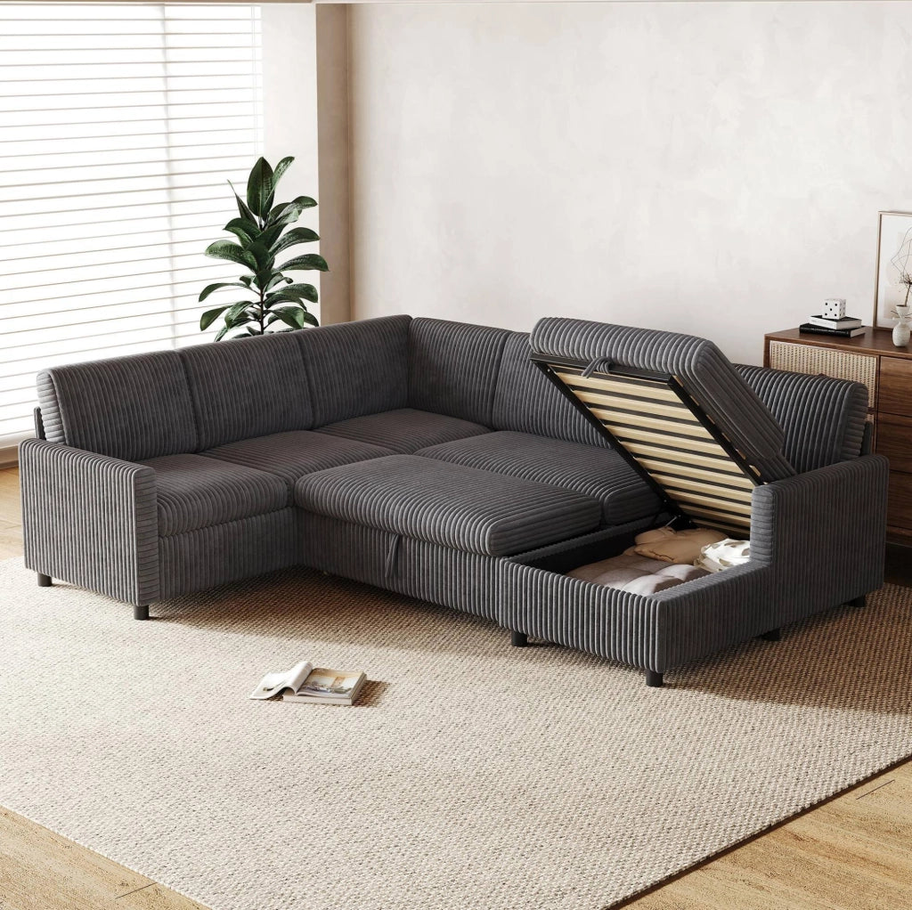 Divano angolare a U con funzione letto e contenitore