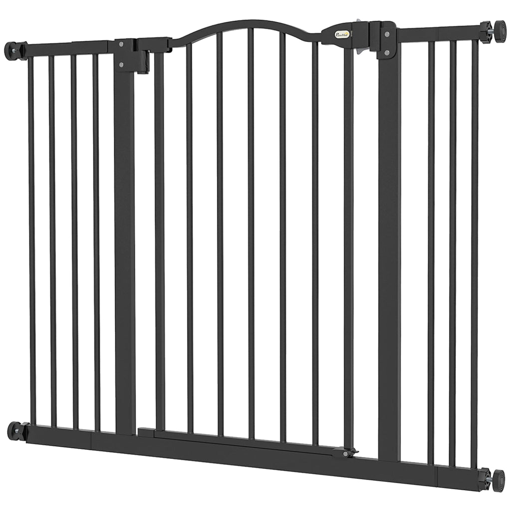 Cancelletto per Cani Estensibile con 4 Viti Regolabili, in Metallo e Plastica, 74-100x78 cm, Nero