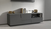 Mobile Tv 2 Anta 1 Cassetto e Ripiano a Giorno 150x45x46 cm Pongo 2A 1C Grigio Antracite Opaco