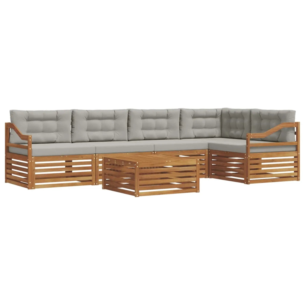 Set di divani da esterno 6 pcs Grigio Naturale e Chiaro