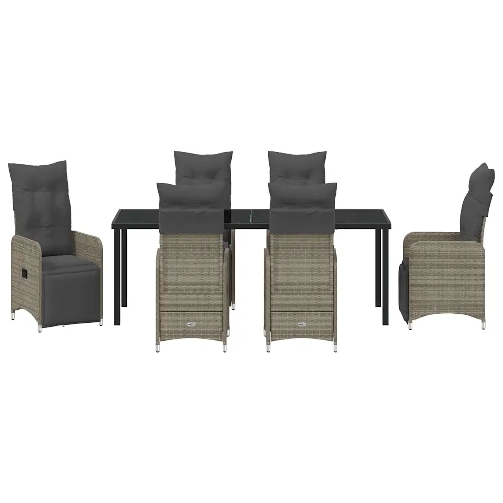 Set da Pranzo per Giardino con cuscino 7 pcs Beige polyrattan 3379686