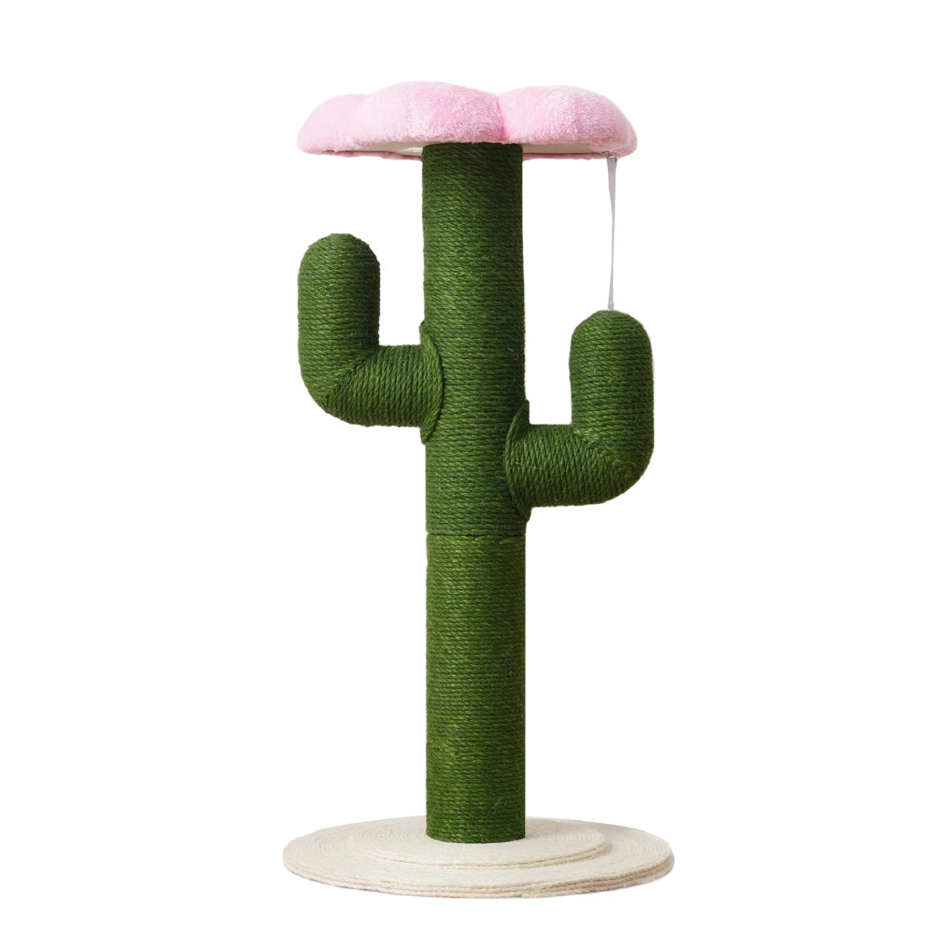 Tiragraffi per gatti a forma di cactus 90 cm; verde; con base stabile in MDF e sisal