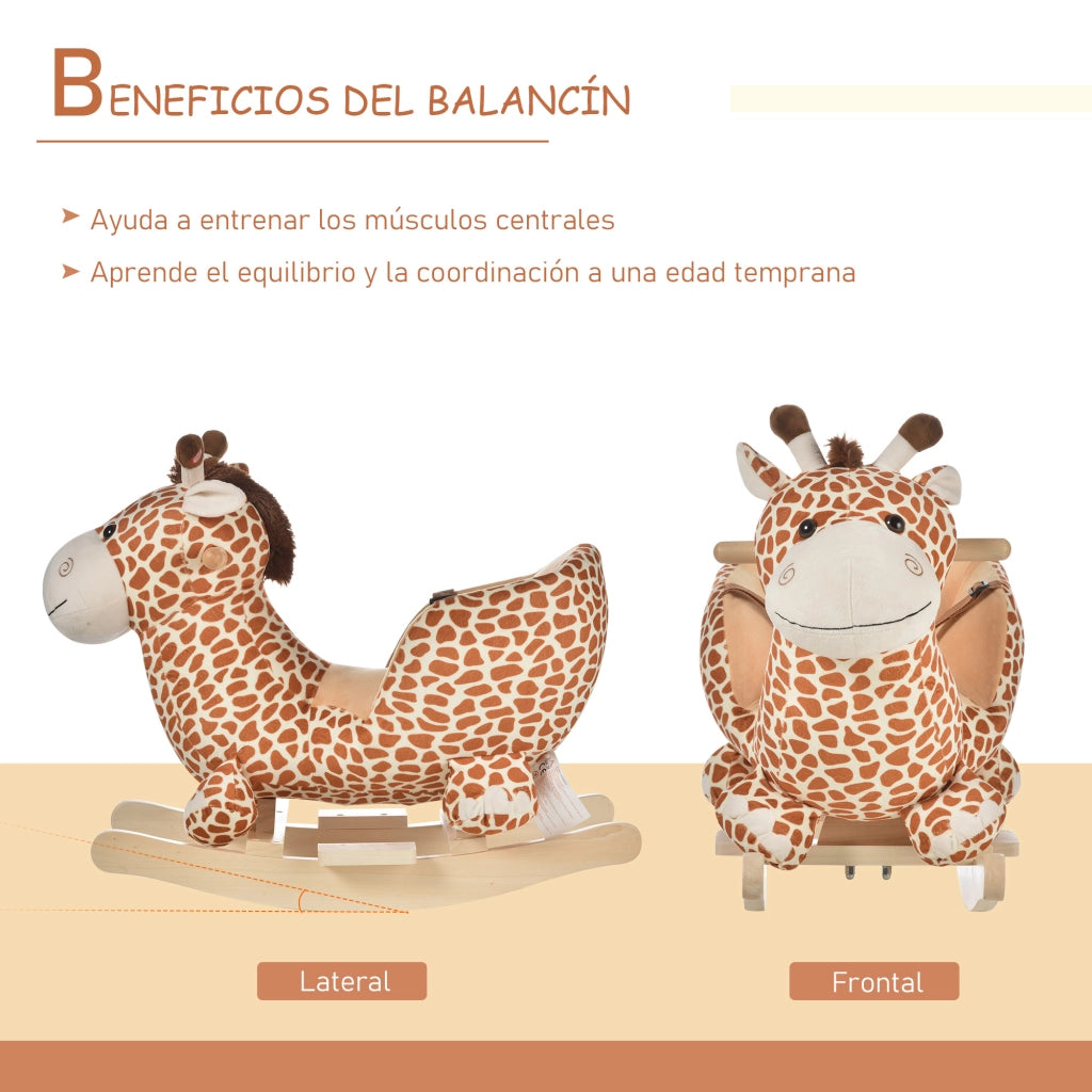 Dondolo Giraffa Bambini ¨C zephmum ¨C Marrone 60x33x45 cm