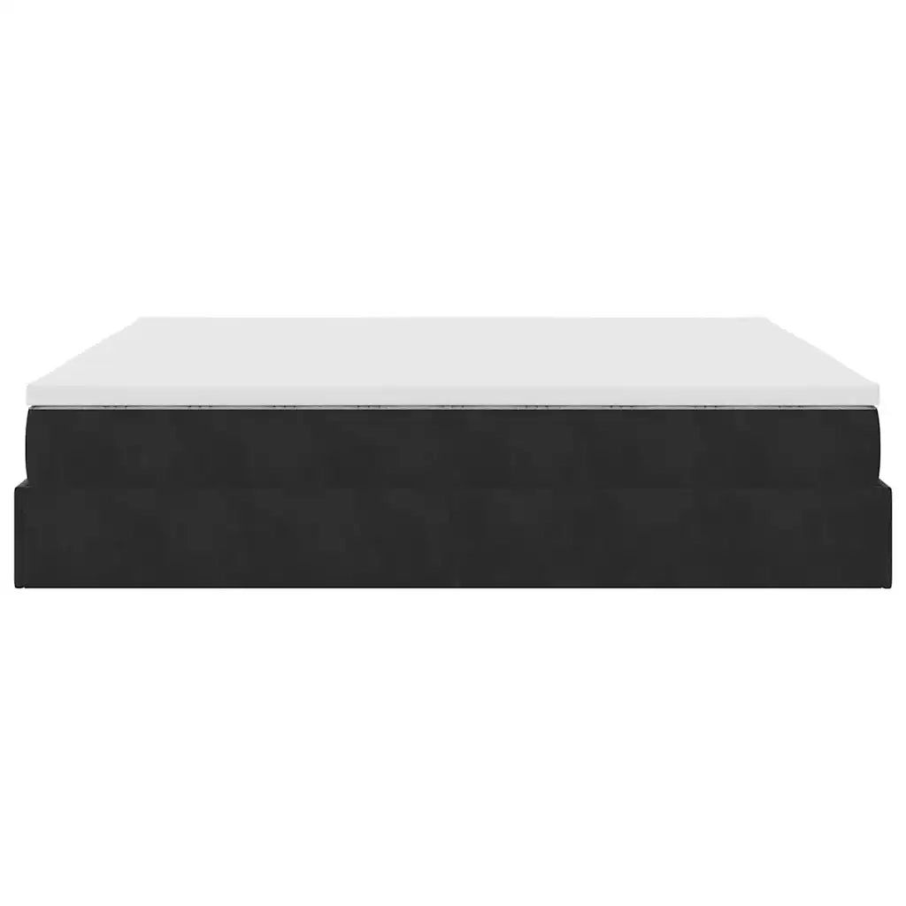 Struttura Letto Pouf con Materassi Nero 200x200 cm Velluto 3311209