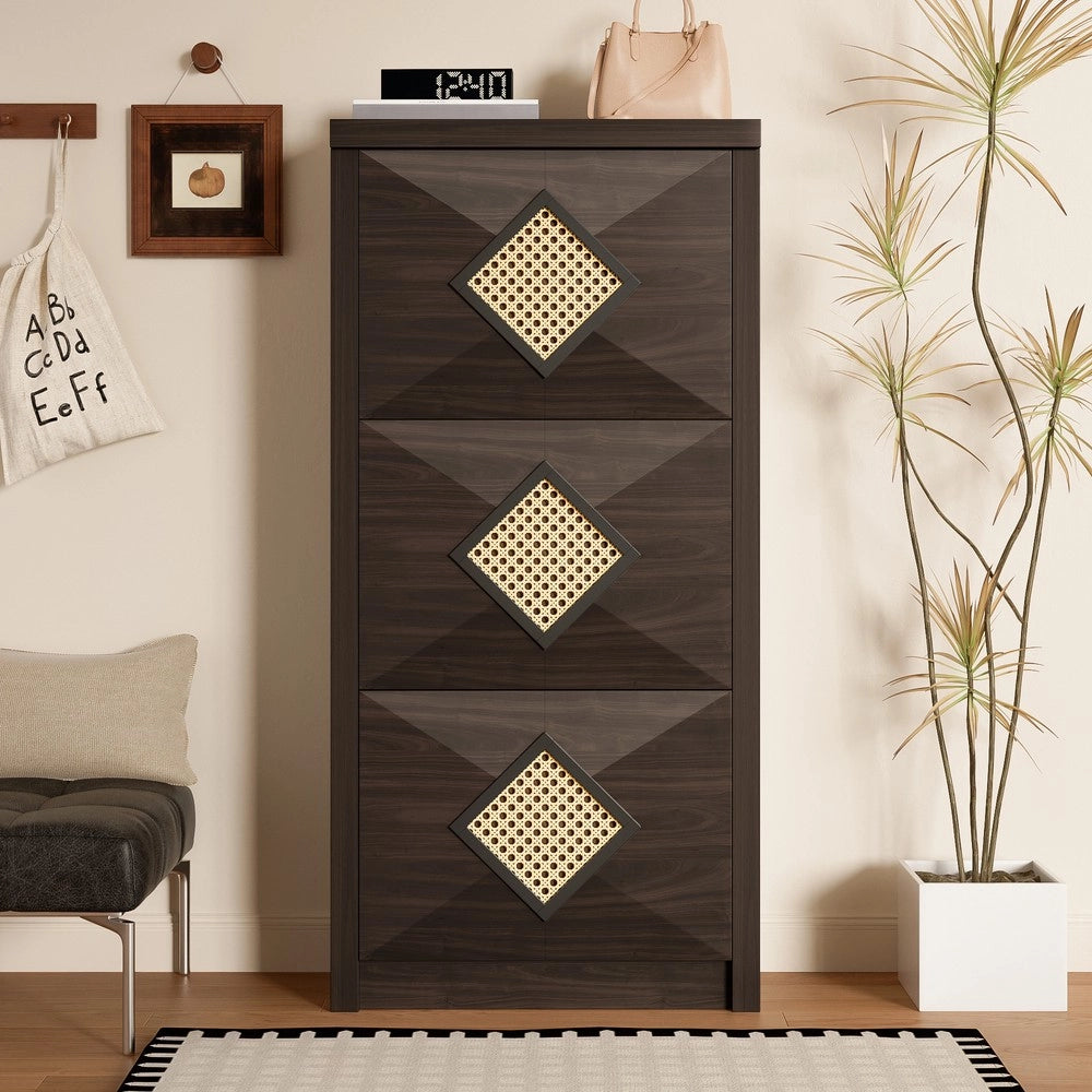 Scarpiera Vintage in Legno con Ante a Ribalta ¨C MINIMAL ¨C Marrone Scuro 54x25x115 cm