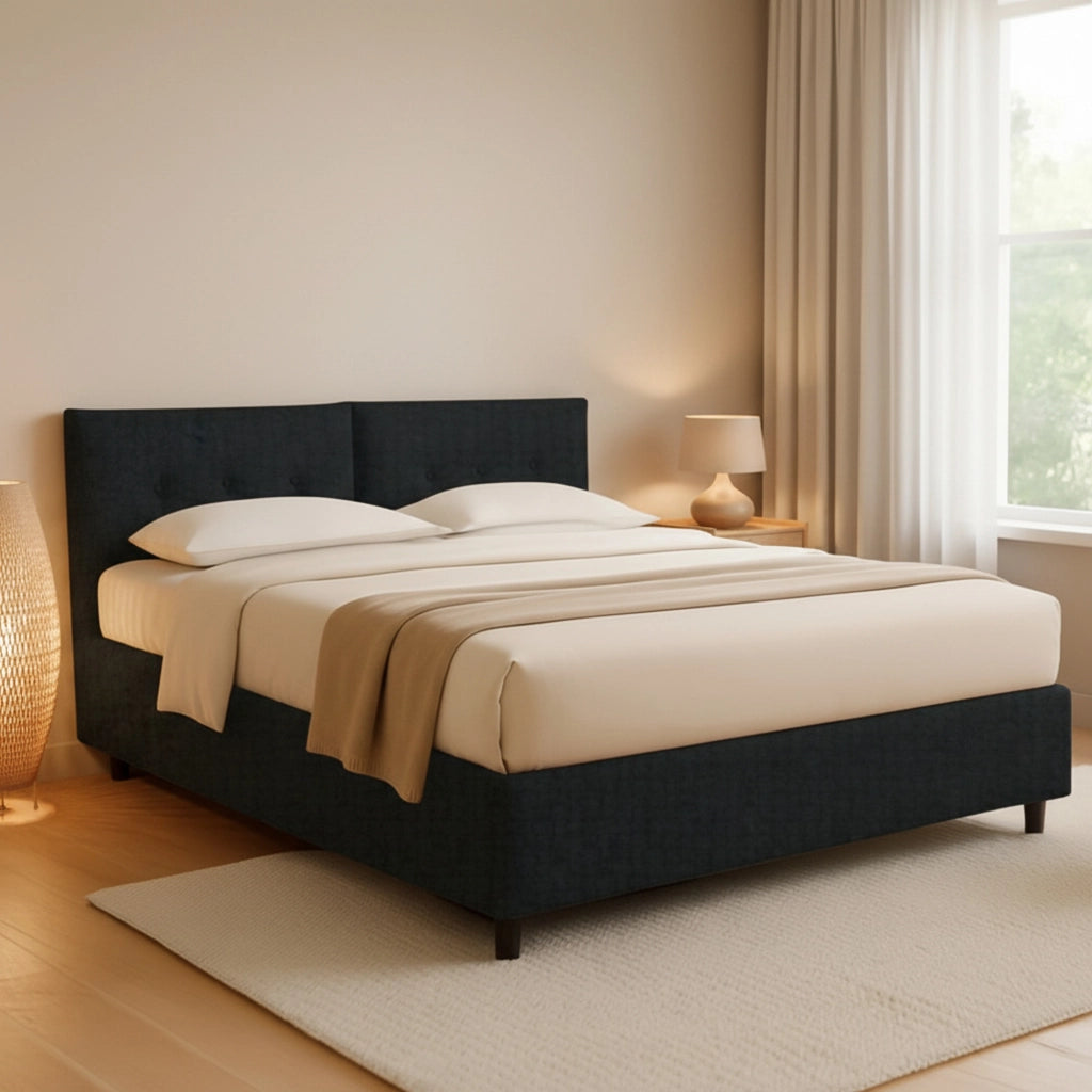 Derby, Letto Matrimoniale Sfoderabile Made in Italy, Grigio Scuro