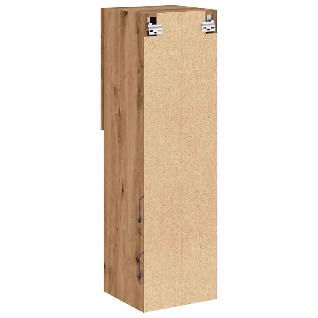 Mobile TV multimediale mensola TV credenza mobile TV per sala da pranzo soggiorno camera da letto con luci LED 2 pezzi rovere lavorato a mano 30,5 x 30 x 102 cm marrone 02_0028888